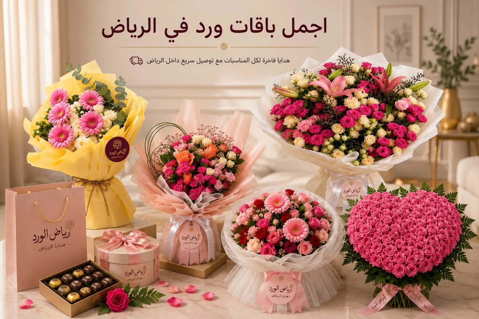  أجمل باقات ورد في الرياض | تنسيقات فاخرة وتوصيل فوري | 