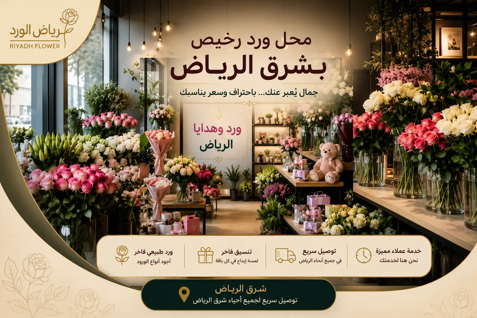 محل ورد رخيص بشرق الرياض | هدايا راقية وتوصيل فوري بنفس اليوم