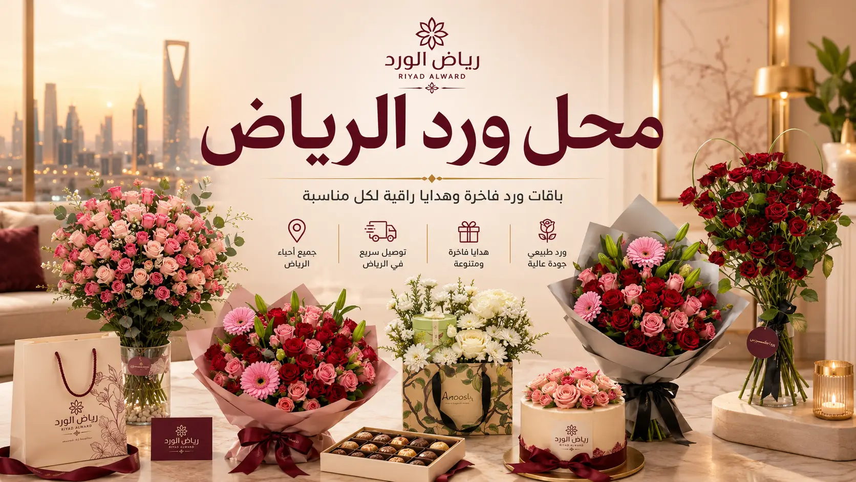  أفضل محل ورد في الرياض | تنسيقات فاخرة وتوصيل فوري | رياض الورد