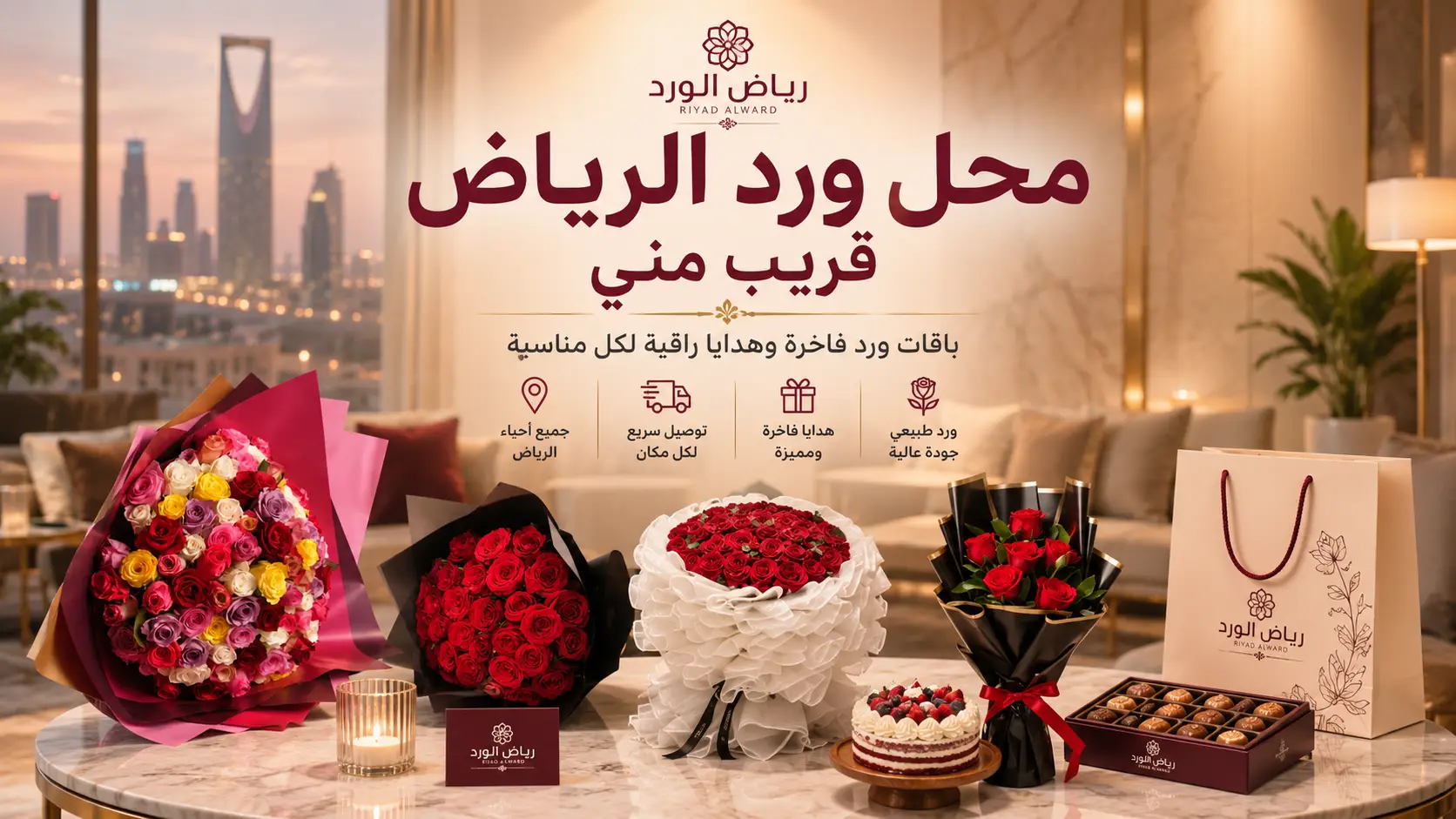 محل ورد الرياض قريب مني | توصيل سريع بنفس اليوم | رياض الورد