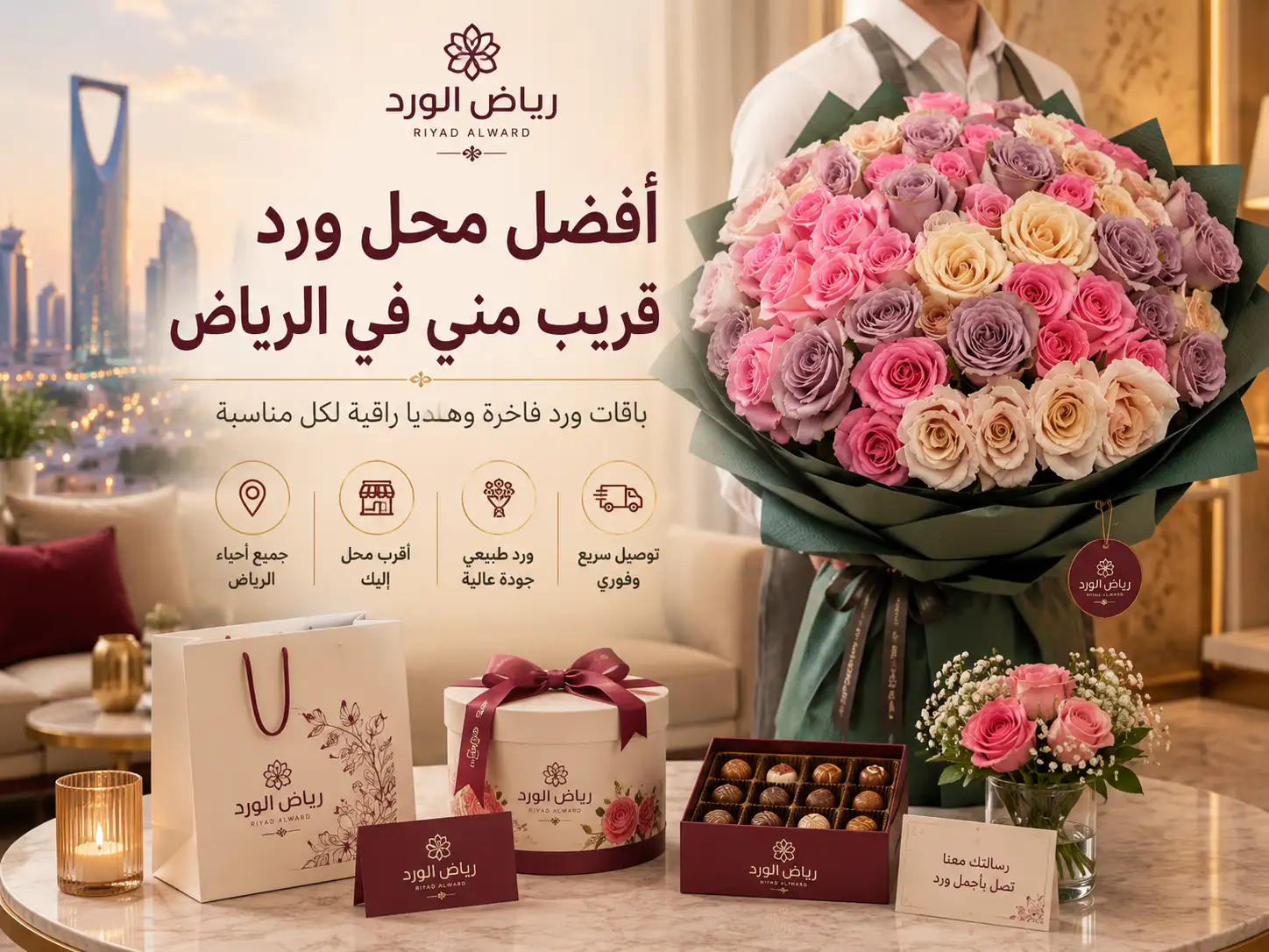 افضل محل الورد قريب مني في الرياض | هدايا الرياض وتوصيل سريع بنفس اليوم