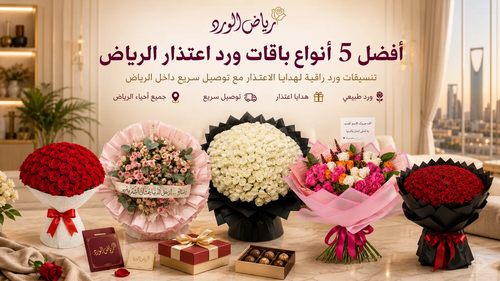 أفضل 5 أنواع باقات ورد اعتذار الرياض | رياض الورد